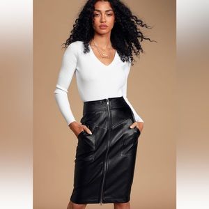 Leather midi skirt lulus